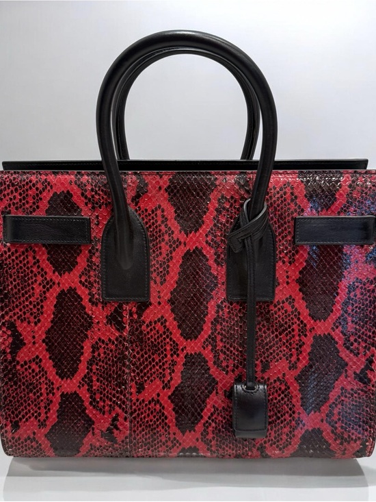 Saint Laurent Handbags - Saint Laurent YSL Sac Dejour Red Python Satchel 355153 LECJ1